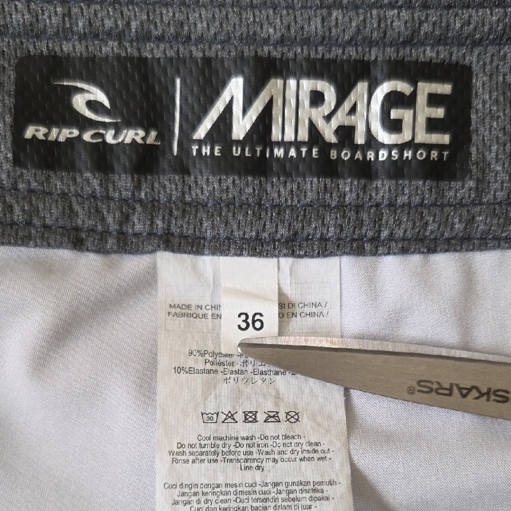 RIP CURL MIRAGE Swin Men's Short Light Blue Gray Board with Pattern-Sz 36 - Picture 14 of 15